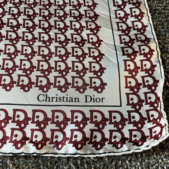 Vintage Christian Dior Silk Monogram Pocket Square Handkerchief - Picture 3 of 15